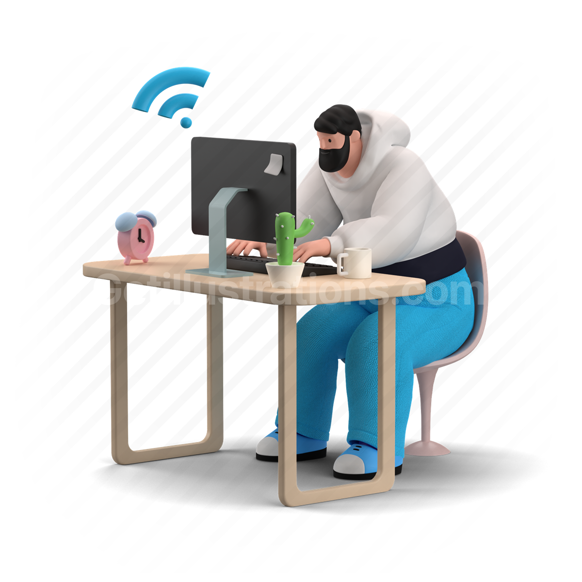 man, computer, work, job, wireless, online, work from home